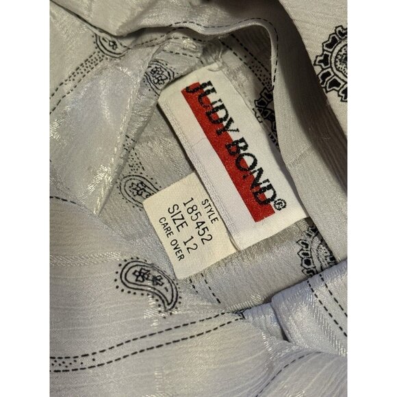 Judy Bond Blouse Paisley Sheer Size 12 Retro 70s 80's Buttons Designer Career - Picture 3 of 14